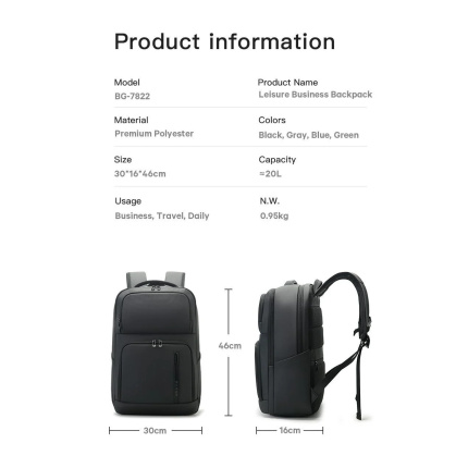 Bange® Σακίδιο πλάτης 20LT 15,6'' 7822 Μαύρο