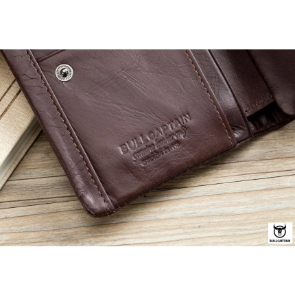 Bull Captain® Δερμάτινο πορτοφόλι QB-03 Καφέ